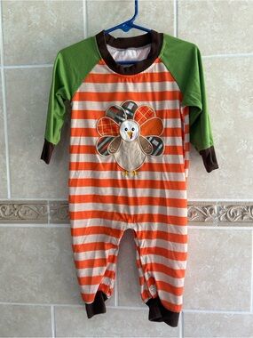 Turkey fall striped romper